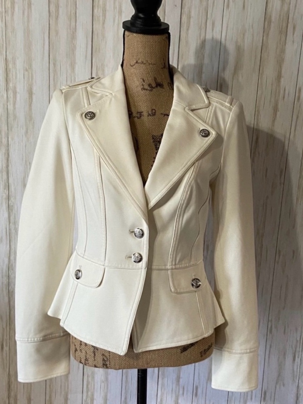 🤍WHBM White Coat with Silver Buttons - Size 10🤍